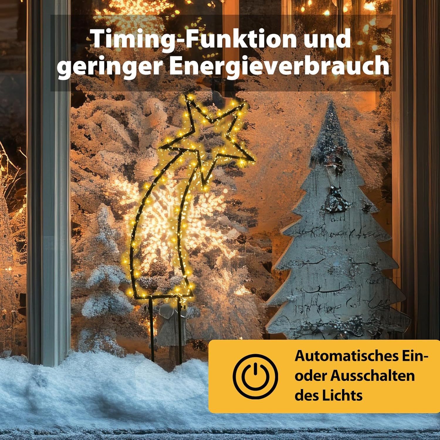 Salcar LED Stern LED Gartenstecker Sternschnuppe 1M 400 LED Weihnachtslicht Stern Außen, Warmweiß, Garten Weihnachtsdeko Weihnachtsbeleuchtung Warmweiß – Bild 4 von 5