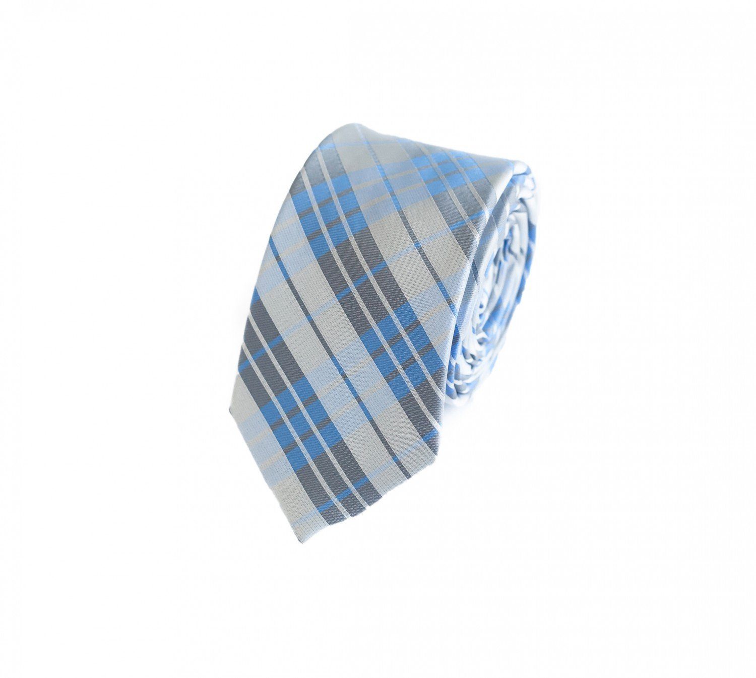 Fabio Farini Krawatte Herren Krawatte Weiß - verschiedene Weiße Männer Schlips in 6cm (Gestreift) Schmal (6cm), Weiß Grau Blau - White/Dark Quartz Gray/Ocean