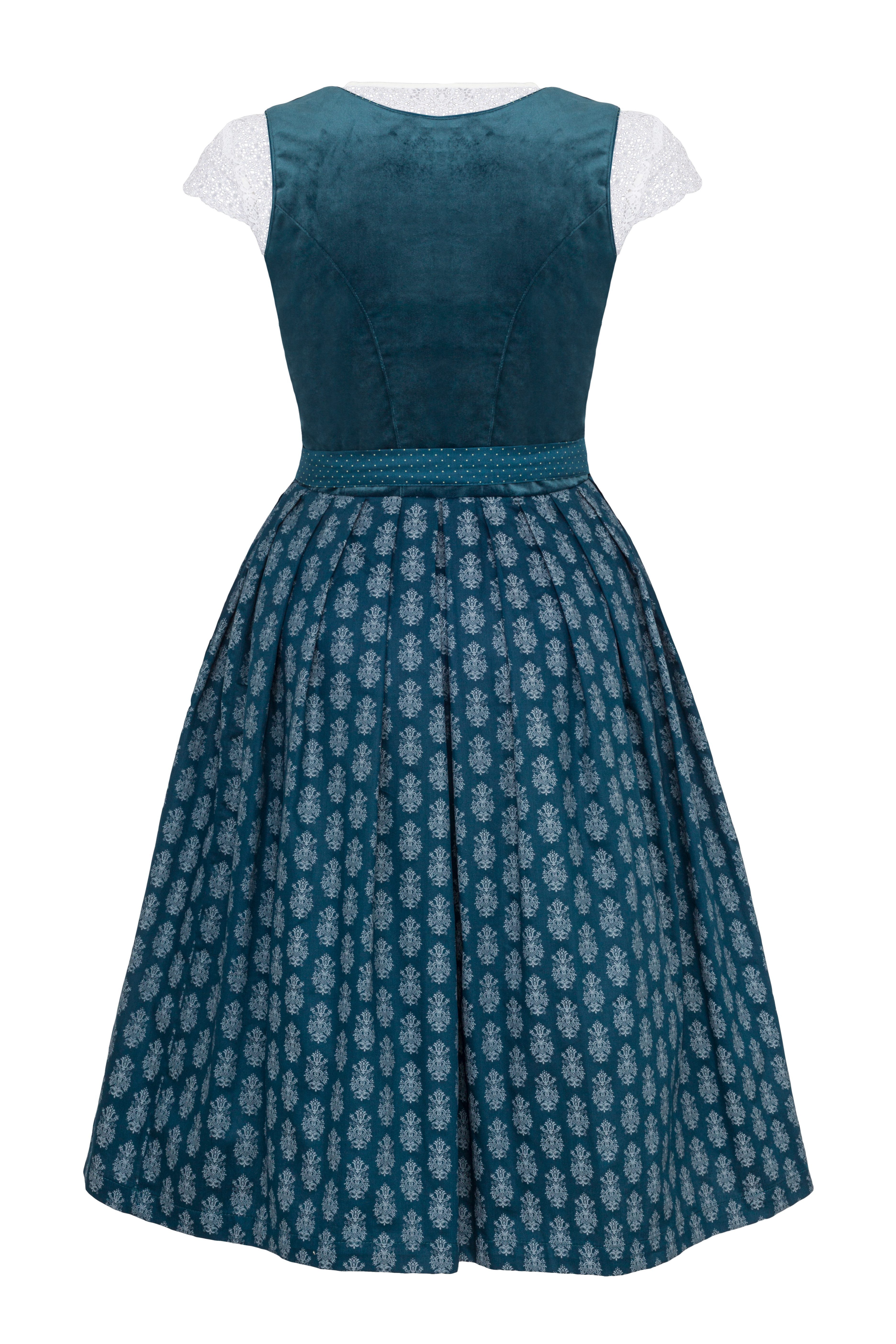 Ramona Lippert Dirndl Samy Samtdirndl Farbe petrol Kleid und Schürze Rocklä günstig online kaufen