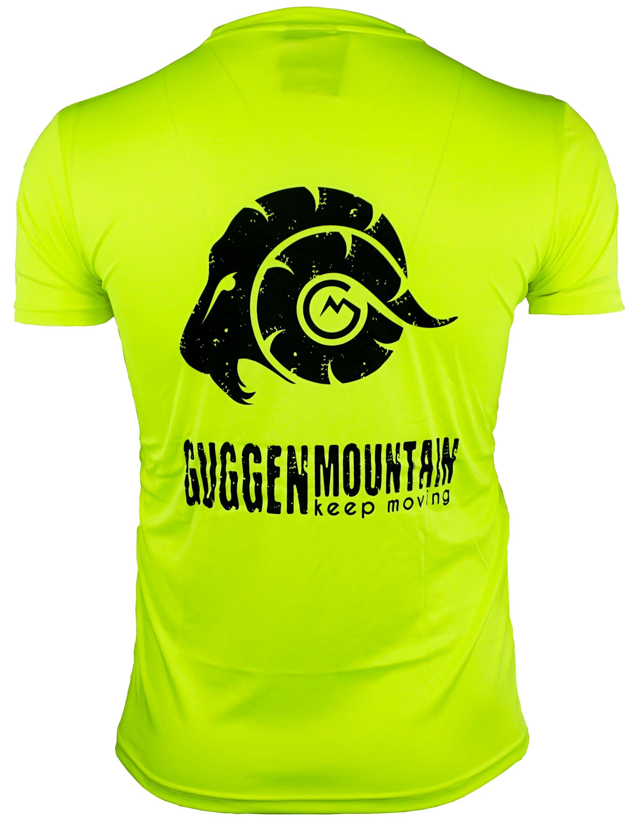 Herren Unifarben, Funktionsshirt GUGGEN Logo FW04 Kurzarm T-Shirt Sportshirt in Gelb-MIT-Logo Mountain Funktionsshirt