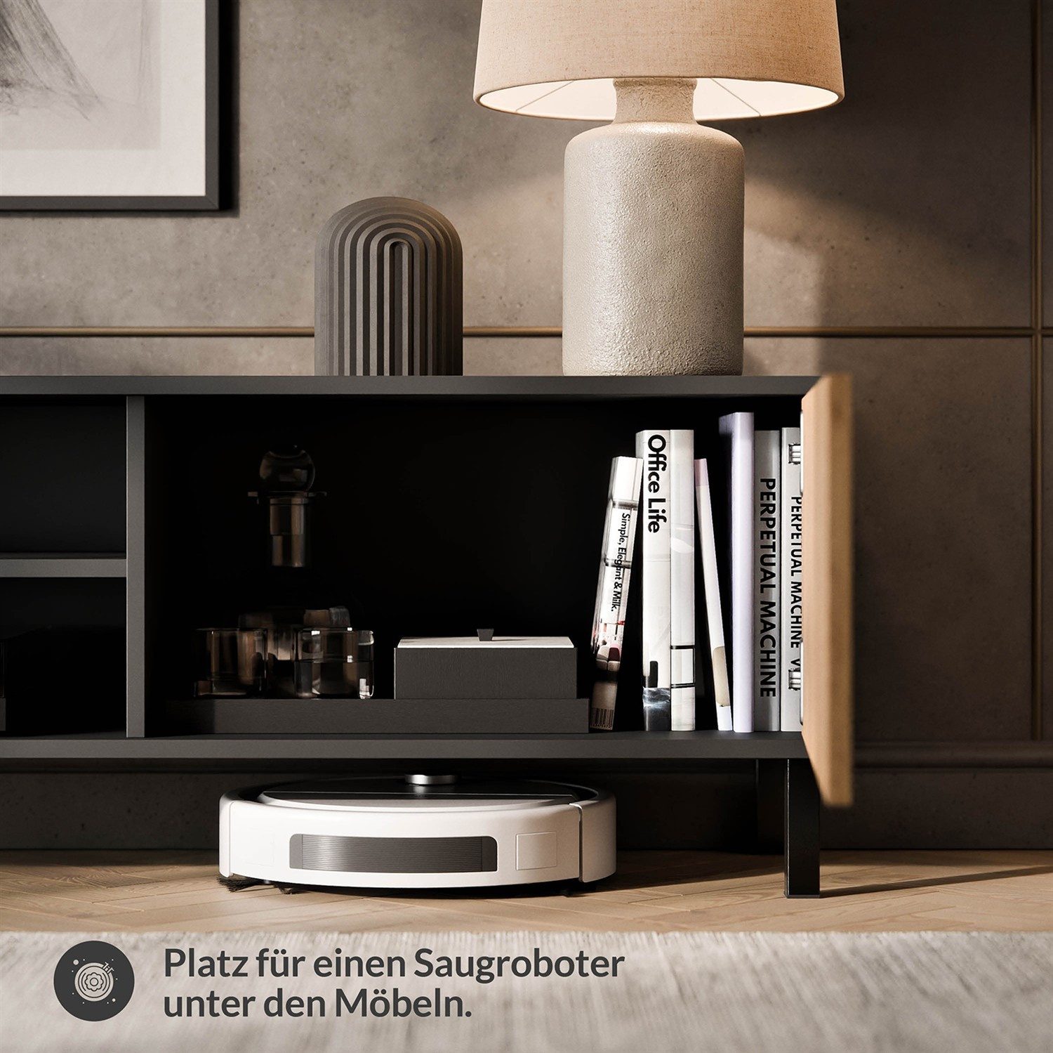 Planetmöbel TV-Schrank Liora TV Board, Lowboard 120 cm lang, TV Kommode (für Fernseher bis 50 Zoll, 1-St., Fernsehtisch für Wohnzimmer, viel Stauraum) Fernsehsc – Bild 5 von 5