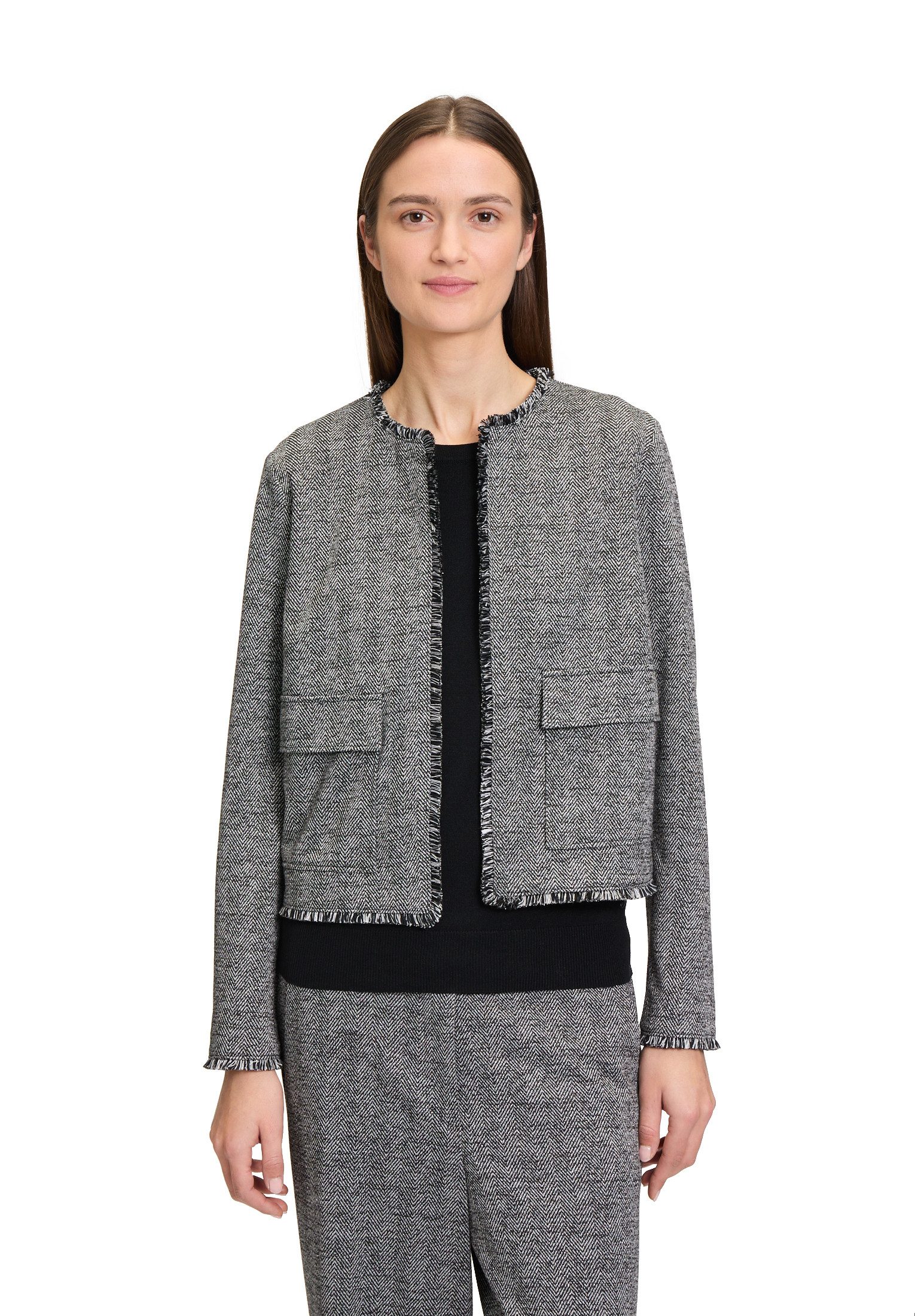 Betty&Co Jackenblazer Damen Jerseyjacke mit Fransen günstig online kaufen