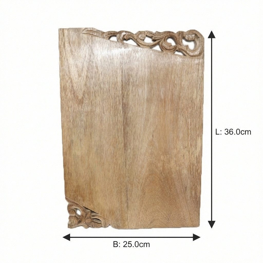 Antikas Wanddekoobjekt Schneide- und Servierbrett aus Holz, natur, fein geschnitzt, L.36 cm – Bild 2 von 3