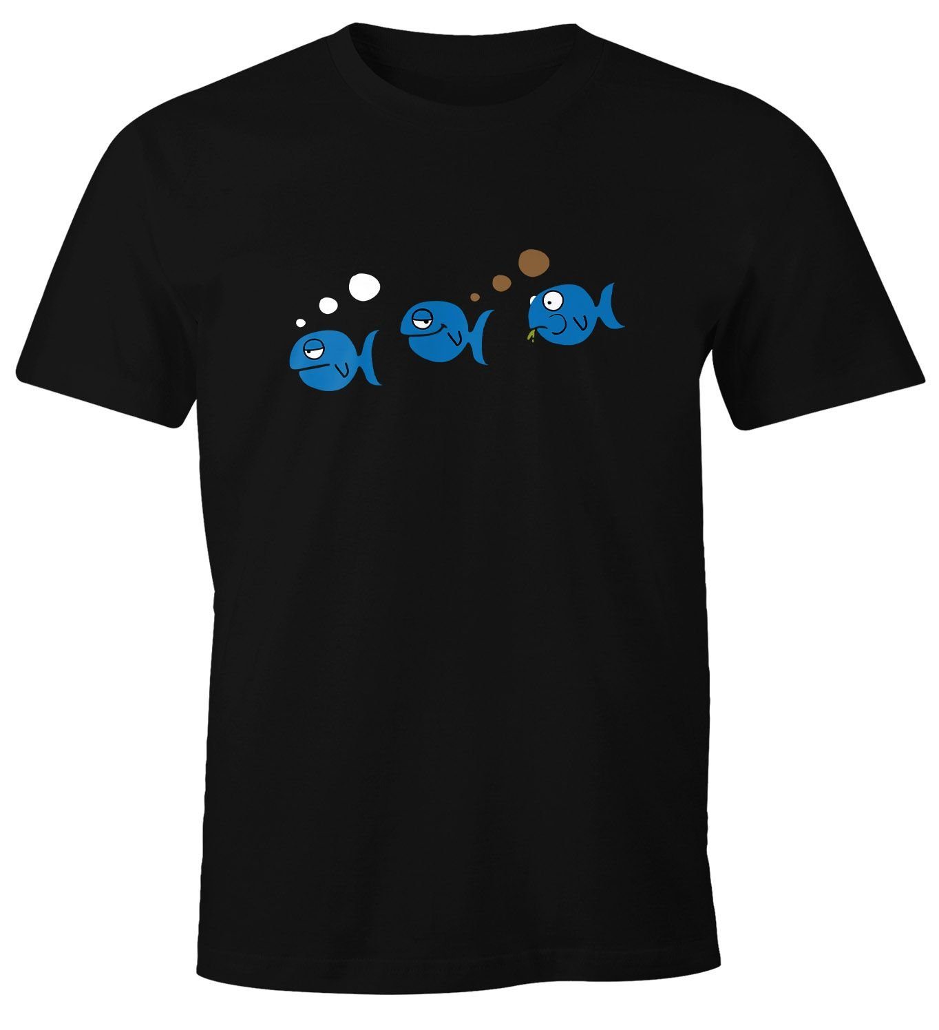 MoonWorks Print-Shirt Herren T-Shirt Fische lustig Fischfurz Fun-Shirt furzen Witz Scherz Meme Moonworks® mit Print