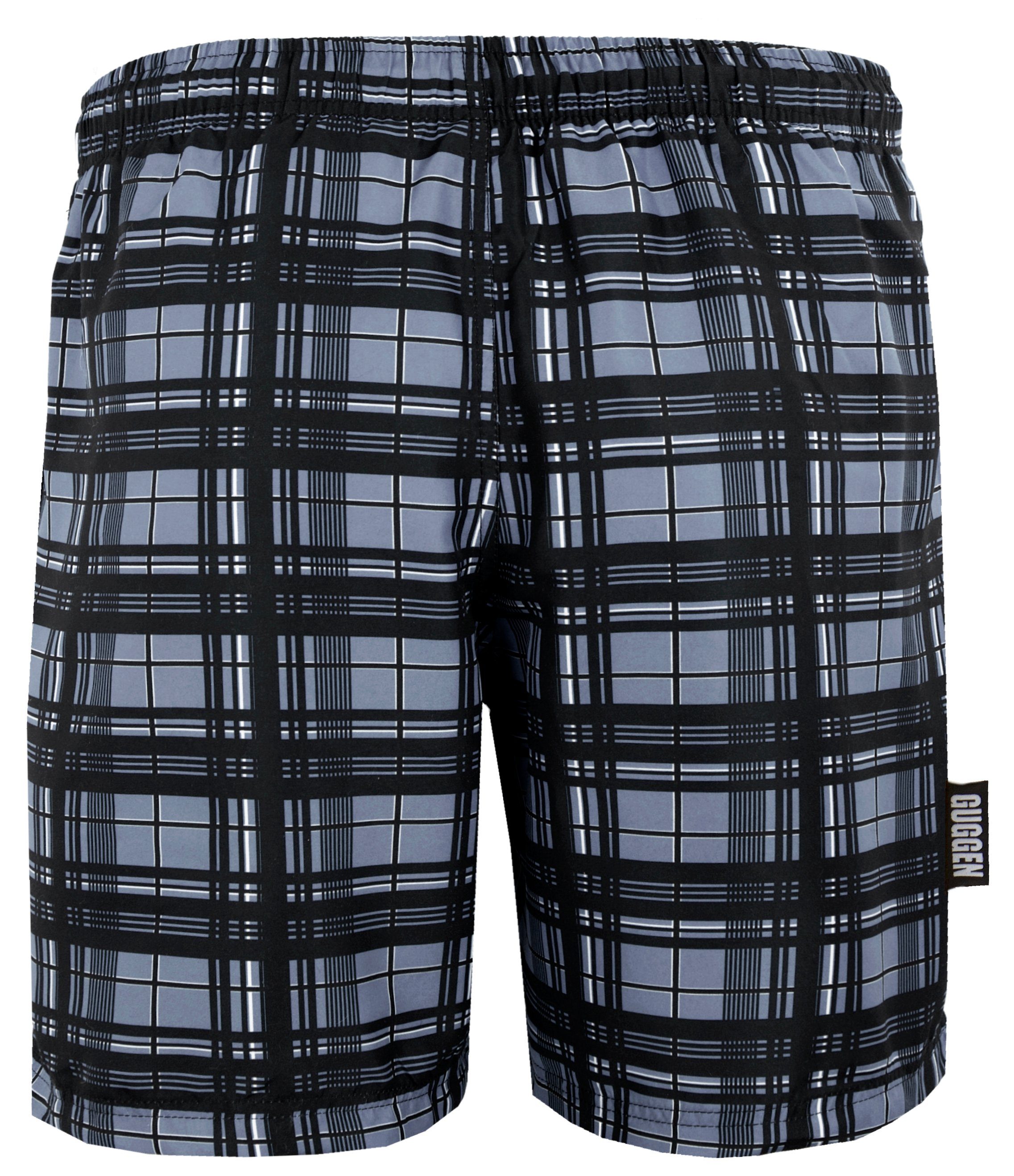GUGGEN Mountain Badeshorts Badehose Herren Badeshorts 1862 Boardshorts Schwimmhose mit Kordelzug Beachshorts Boardshorts Schwimmhose Männer grau kariert