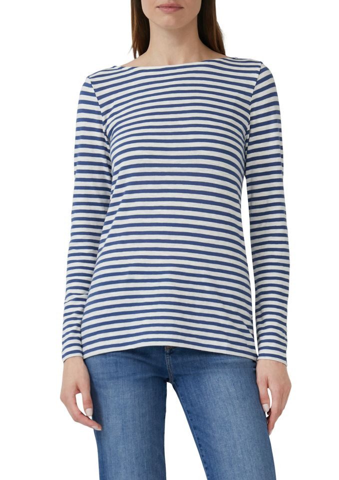 s.Oliver Langarmshirt - Gestreifter Longsleeve aus Flammgarn günstig online kaufen