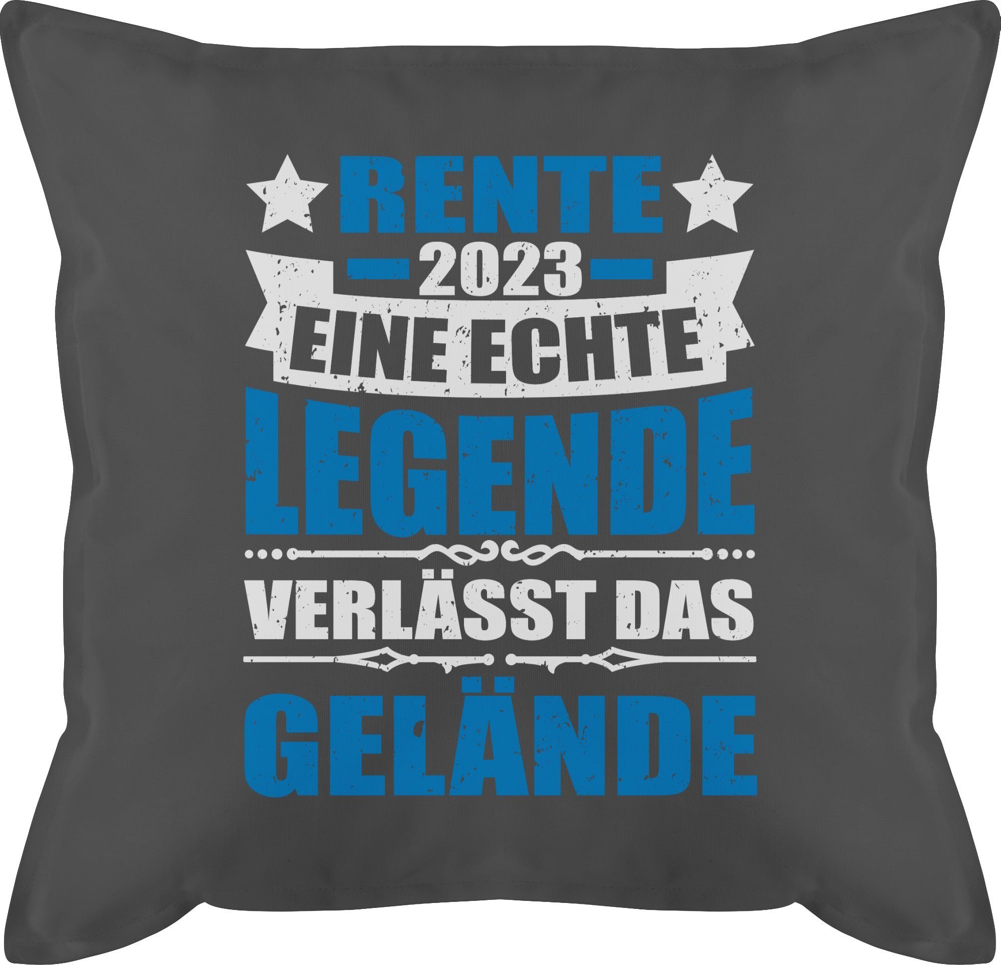Shirtracer Dekokissen Rente 2023 eine echte Legende verlässt das Gelände - blau/weiß, Rente Deko-Kissen 2 Grau