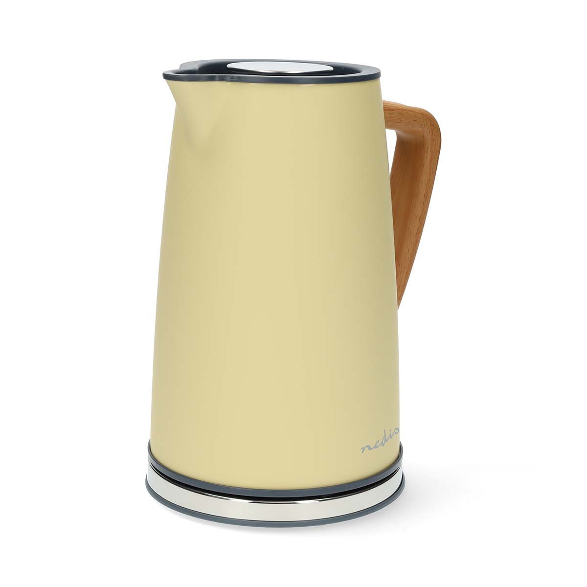 Nedis Wasserkocher KAWK510E, 1.7 l, 2200,00 W, Edelstahl & Soft-Touch, schnell kochend, 360° drehbar inkl. Kalkfilter