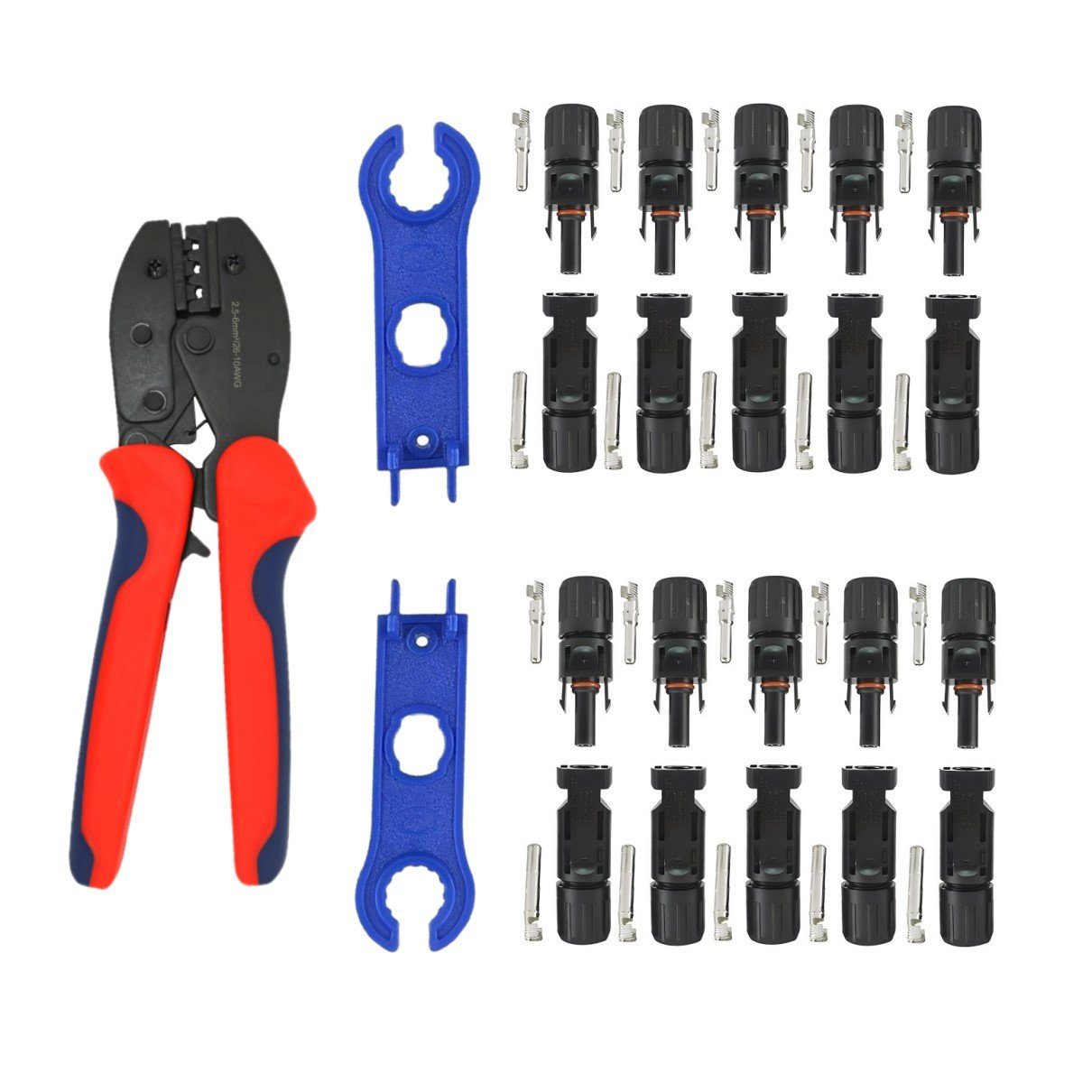 ARLI Solaranlage Solar Crimzange + 10 Paar Solarstecker + Schraubenschlüssel, (Set, 1-St., Werkzeug), Werkzeug Set