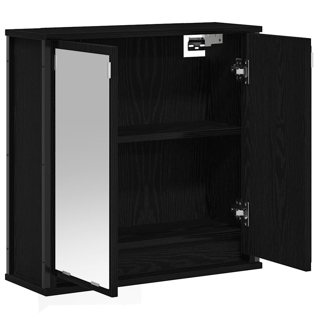 vidaXL Badezimmerspiegelschrank Bad-Wandschrank mit Spiegel Schwarz Eichen-Optik 60x21x60 cm (1-St) – Bild 4 von 5