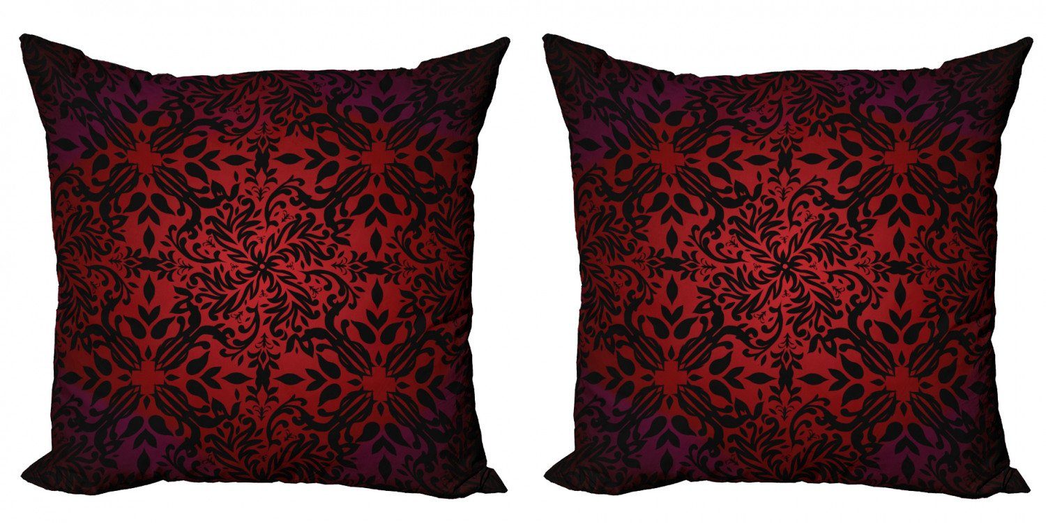 Kissenbezüge Modern Accent Doppelseitiger Digitaldruck, Abakuhaus (2 Stück), rot schwarz Orient Blumen Blätter