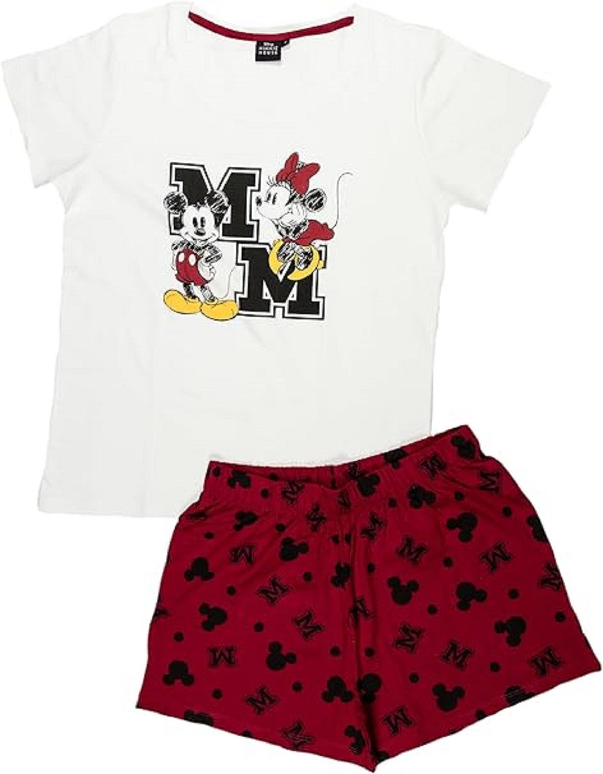 Disney Minnie Mouse Schlafanzug Damen Baumwolle Ärmellos Pyjama Set mit Tan günstig online kaufen