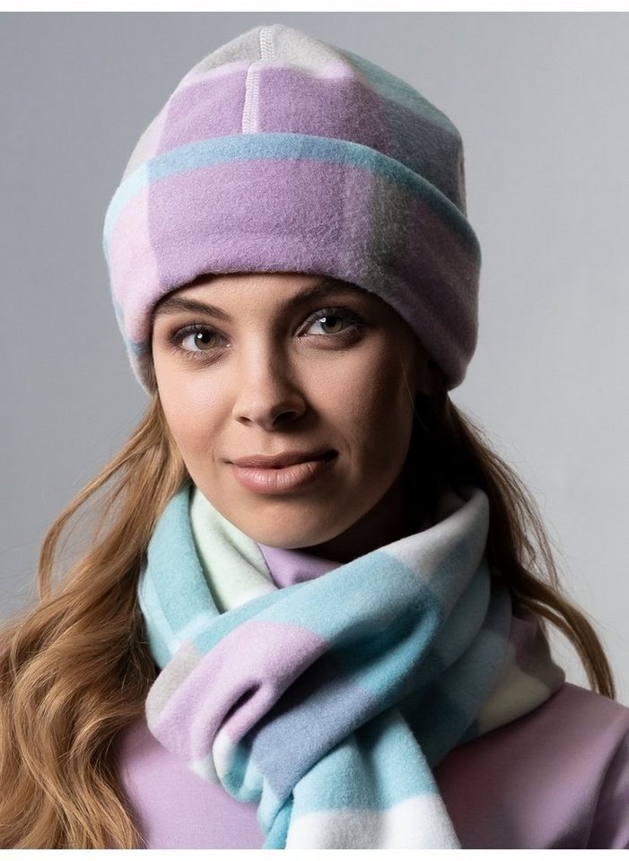 Trigema Strickmütze TRIGEMA Fleece-Mütze mit Karo-Muster, 100 % Polyester