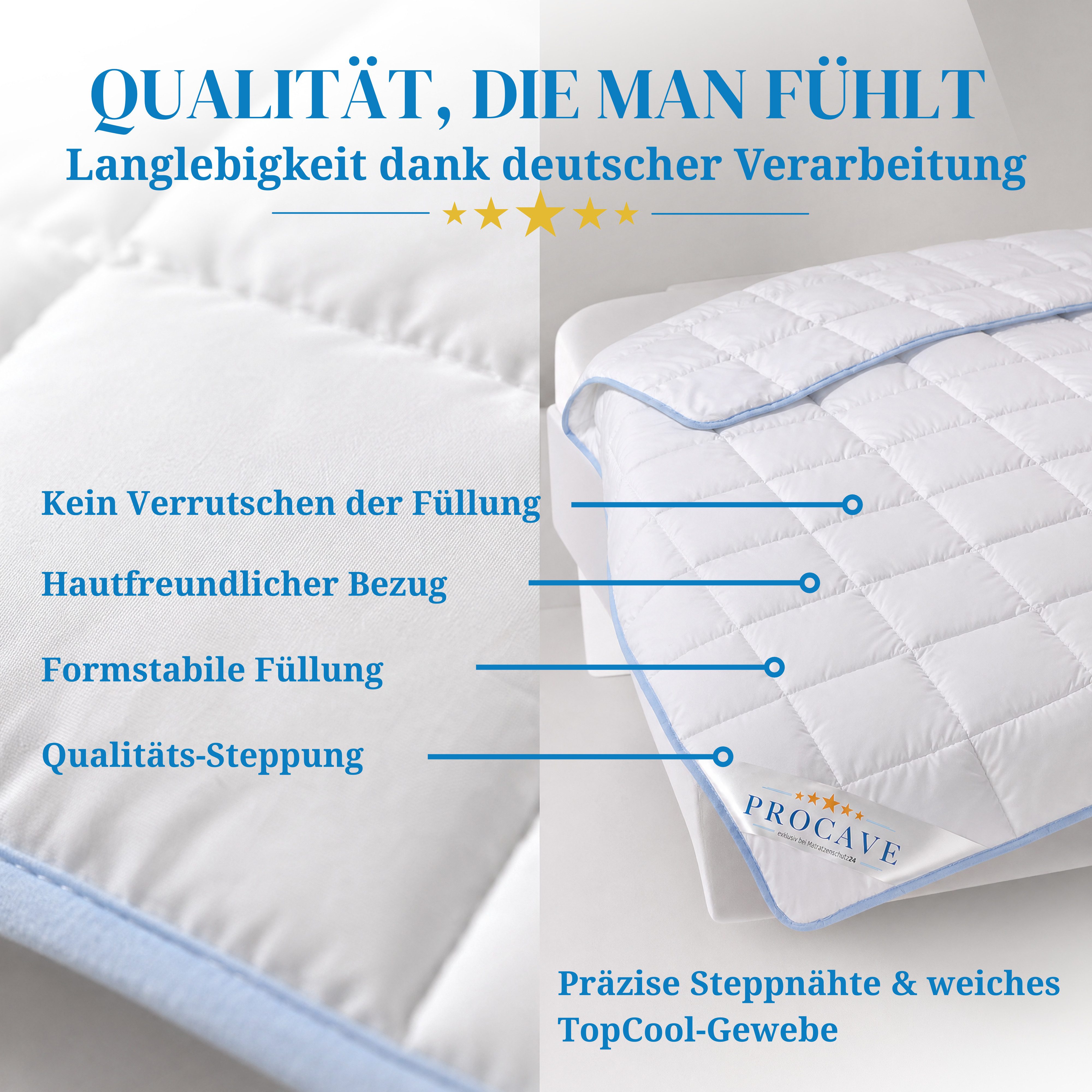 PROCAVE Sommerbettdecke TopCool Kinderbettdecke federleicht, atmungsaktiv, Made in Germany, Atmungsaktive Sommerdecke, schadstoffgeprüft, 100x135 cm – Bild 5 von 5