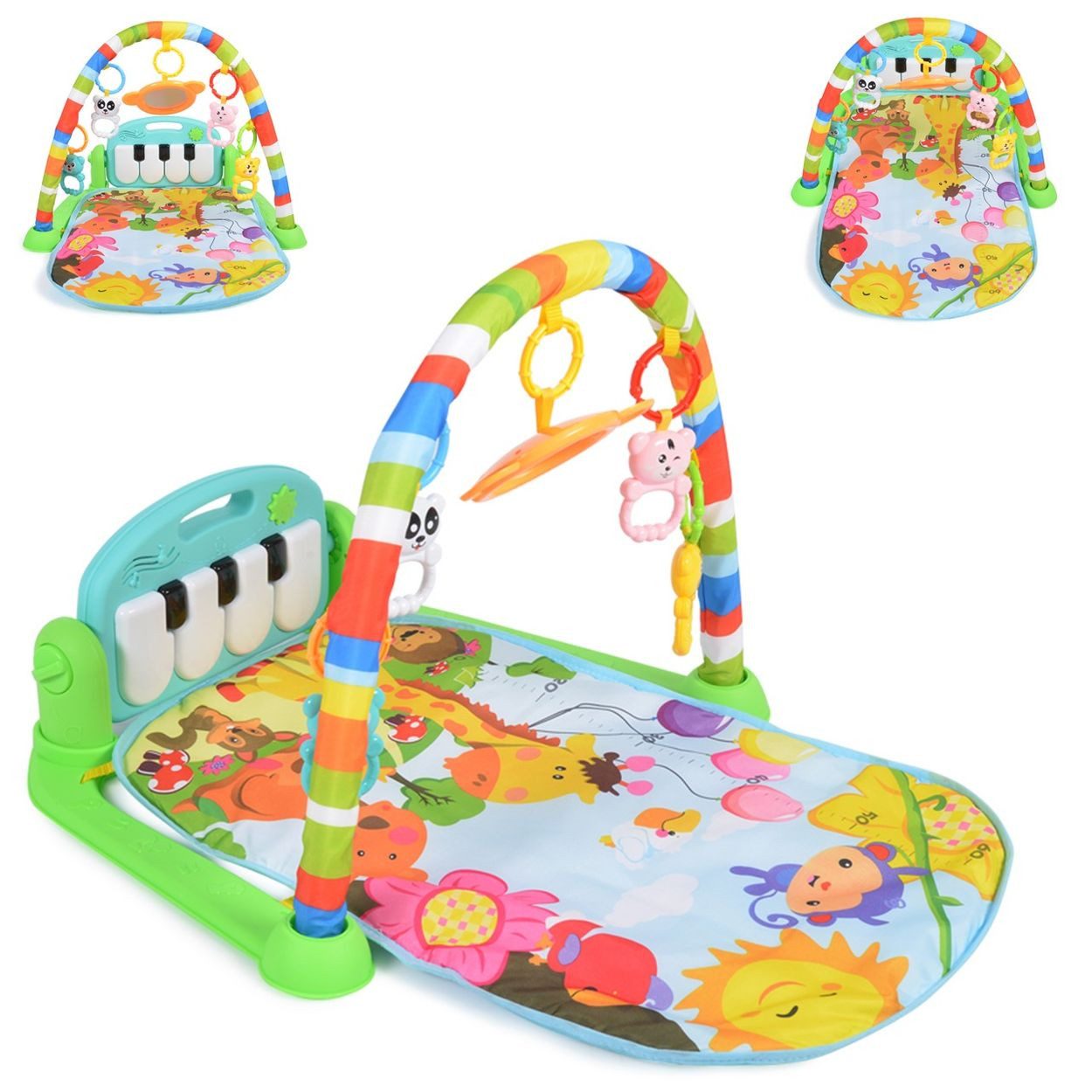 Moni Spielbogen Fitness Boy, 75 x 63 cm, Krabbeldecke, Musiktasten, Dschungeltiere, ab 6 Monate
