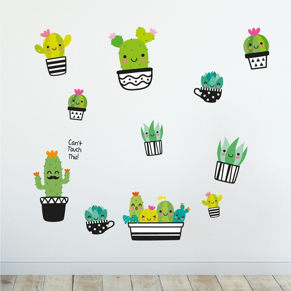 Sunnywall Wandtattoo Kaktus - Kakteen - Wandtattoo Kinderzimmer Baby (6 St), konturgeschnitten