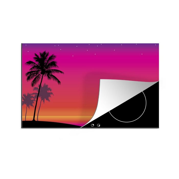 MuchoWow Herdblende-/Abdeckplatte Eine Illustration eines farbenfrohen Himmels durch die Sonne Vinyl (1 tlg) Ceranfeldabdeckung für die küche Induktionsmatte