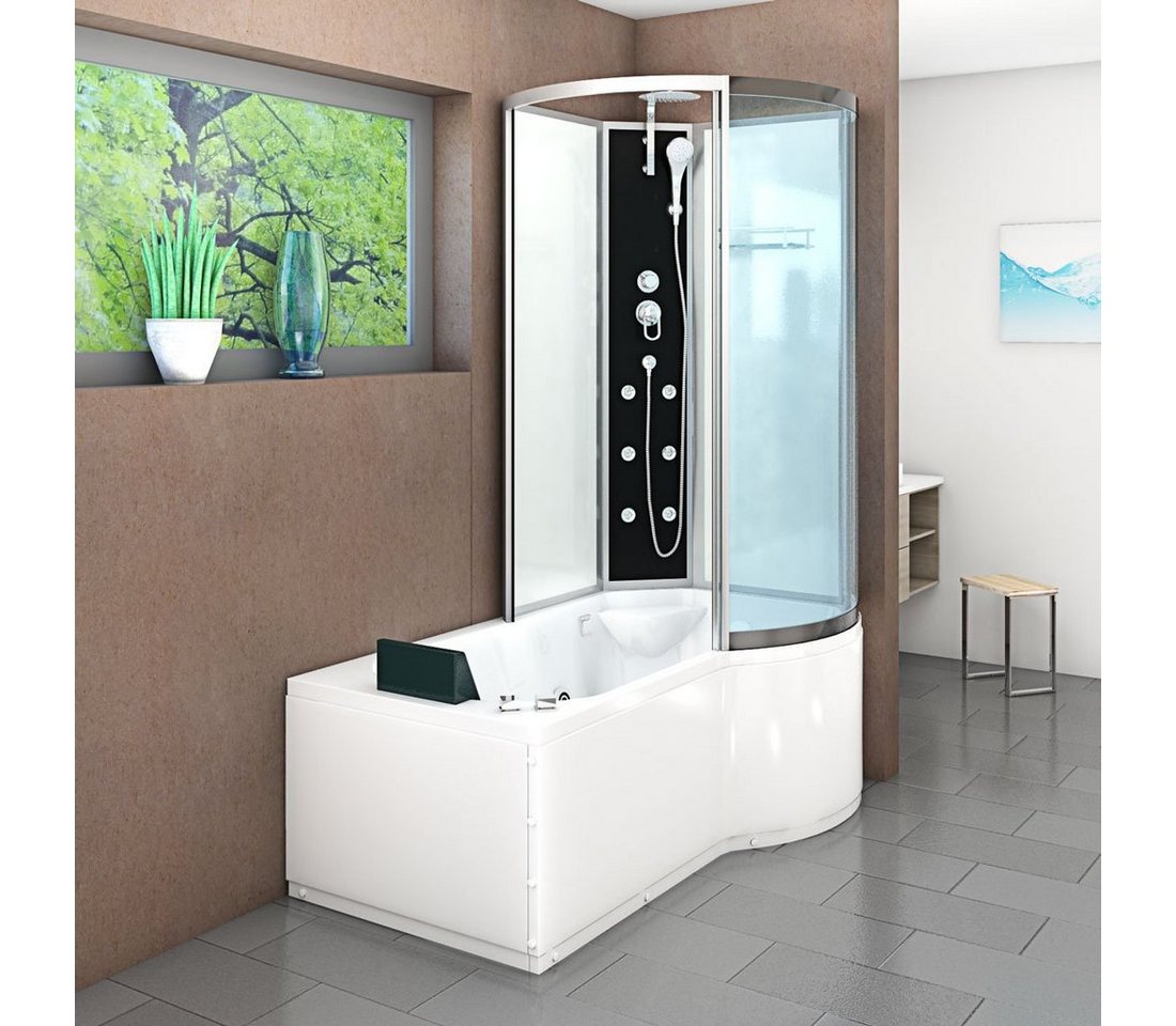 Thumbnail - AcquaVapore Grossraumdusche Whirlpool Wanne Duschkabine ws K50-L00-WP-EC 170x1, Sicherheitsglas ESG, inklusive Duschwann...