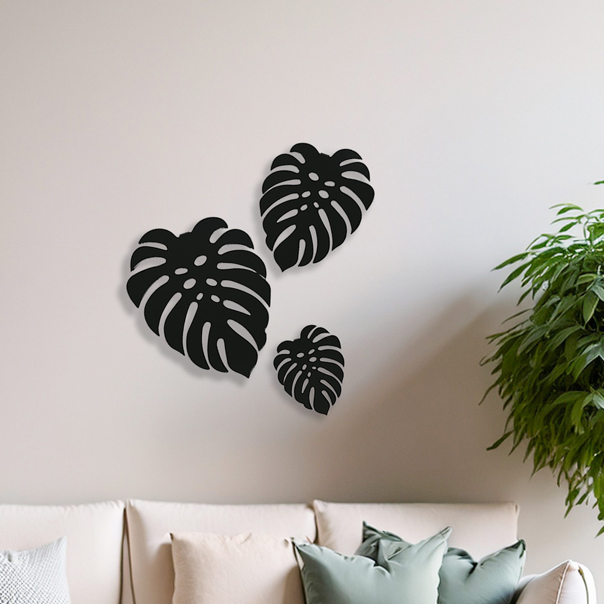 UNUS HOME Wanddekoobjekt Monstera Blätter aus Metall im 3er Set (3er Set), günstig online kaufen