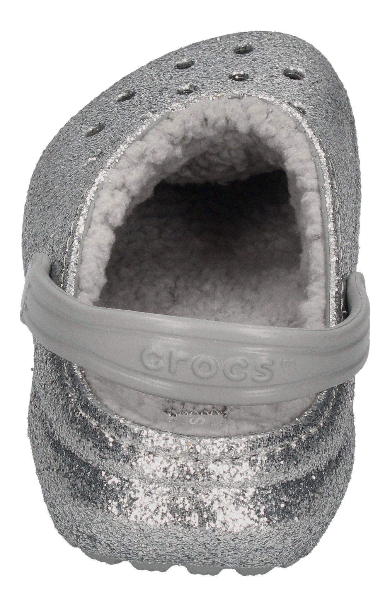 Classic Crocs Lined 207462-00N Clog Silver Hausschuh Glitter
