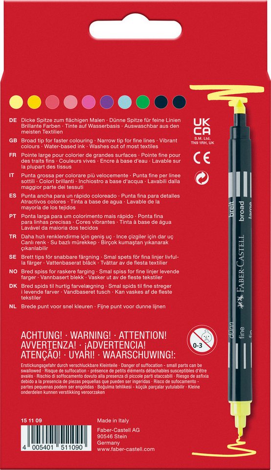 Thumbnail - Faber-Castell Filzstift Doppelfasermaler, Filzstifte Set 10-teilig für Kinder und Erwachsene