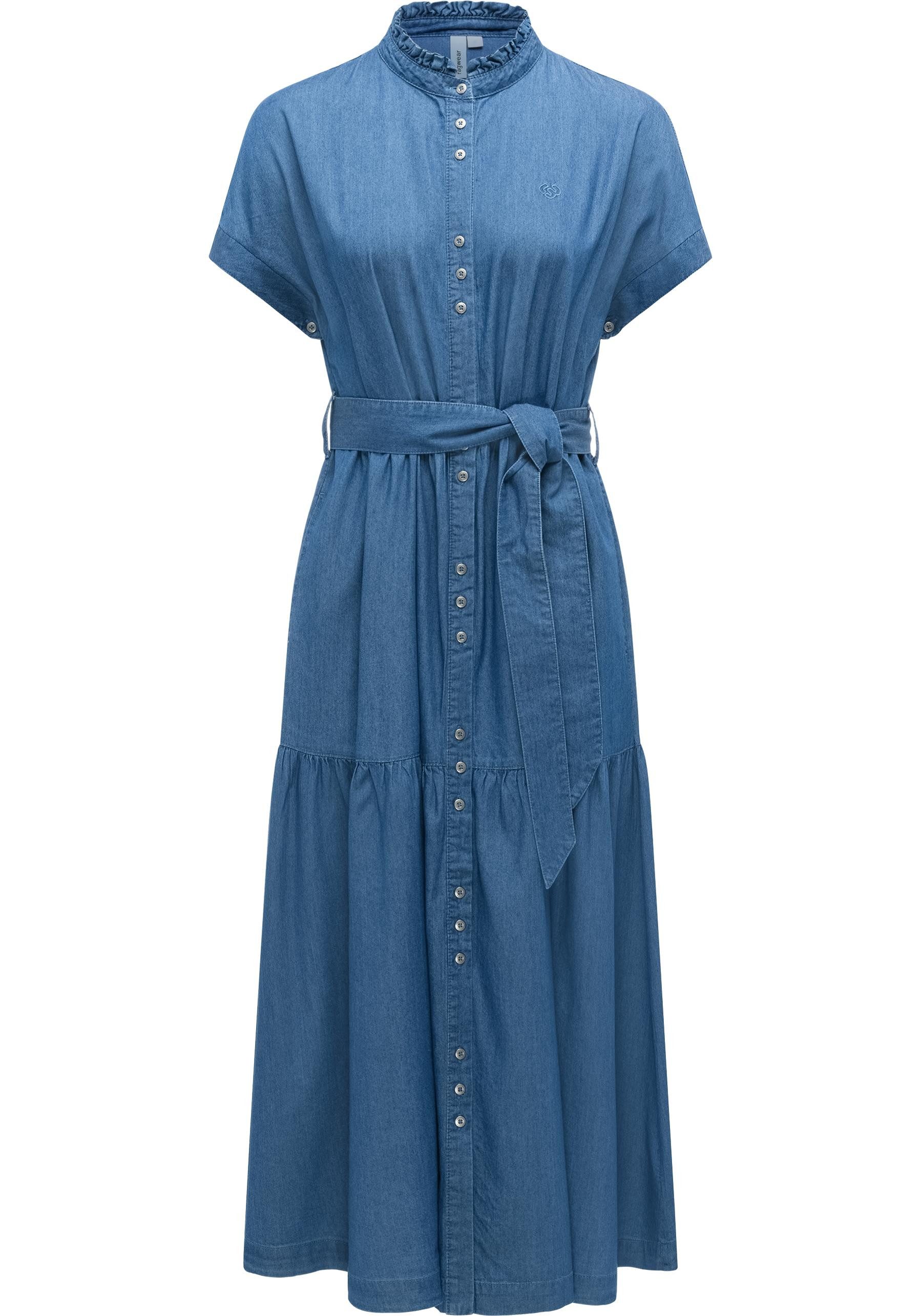 Ragwear Maxikleid Liora Denim (1-tlg) Wadenlanges Jeanskleid mit Bindeband günstig online kaufen