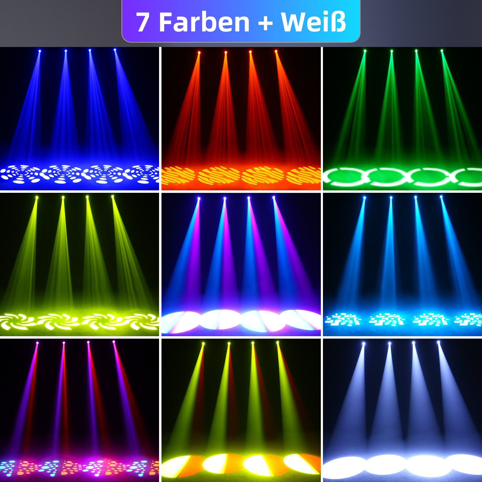 ZonQoonz Discolicht 100W Moving Head Light, BühnenLicht Gobo Strahl Für Party Disco, Weiß