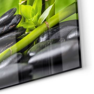 DEQORI Küchenrückwand 'Basalt und Bambus', Glas Spritzschutz Badrückwand Herdblende