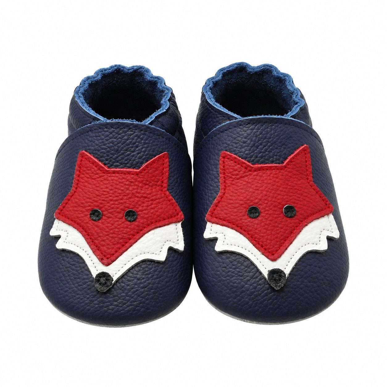 Yihakids Baby Lauflernschuhe Fuchs Blau, Leder, Rutschfest EU18-19 Barfußschuh Rutschfest atmungsaktiv