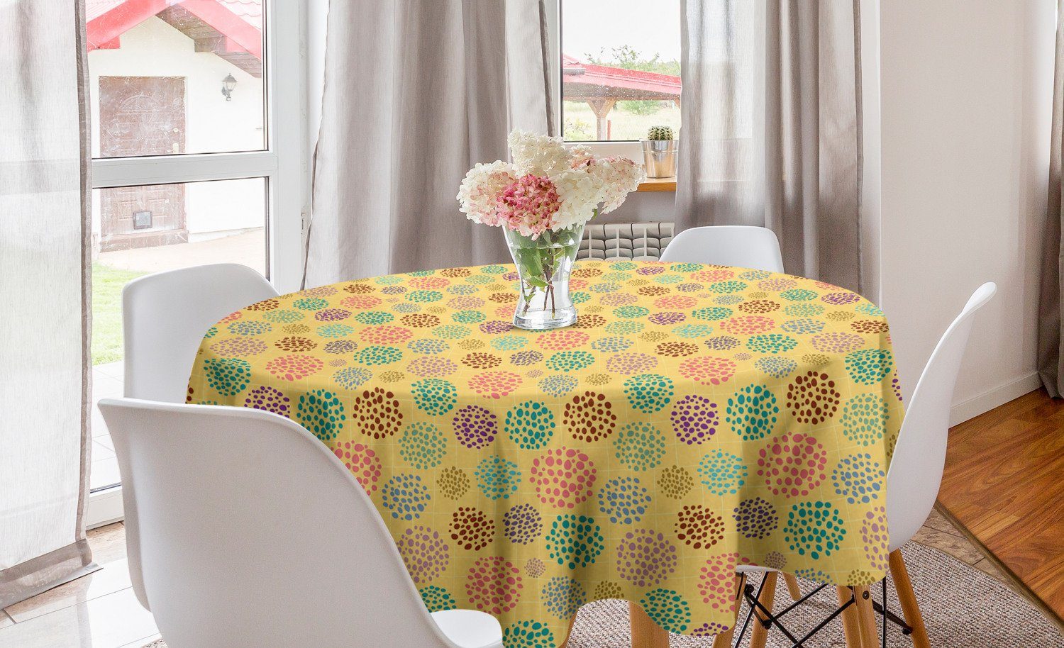 Abakuhaus Tischdecke Küche für Abdeckung Tischdecke Kreis Esszimmer Farbe Tupfen Blots Assembled Dekoration