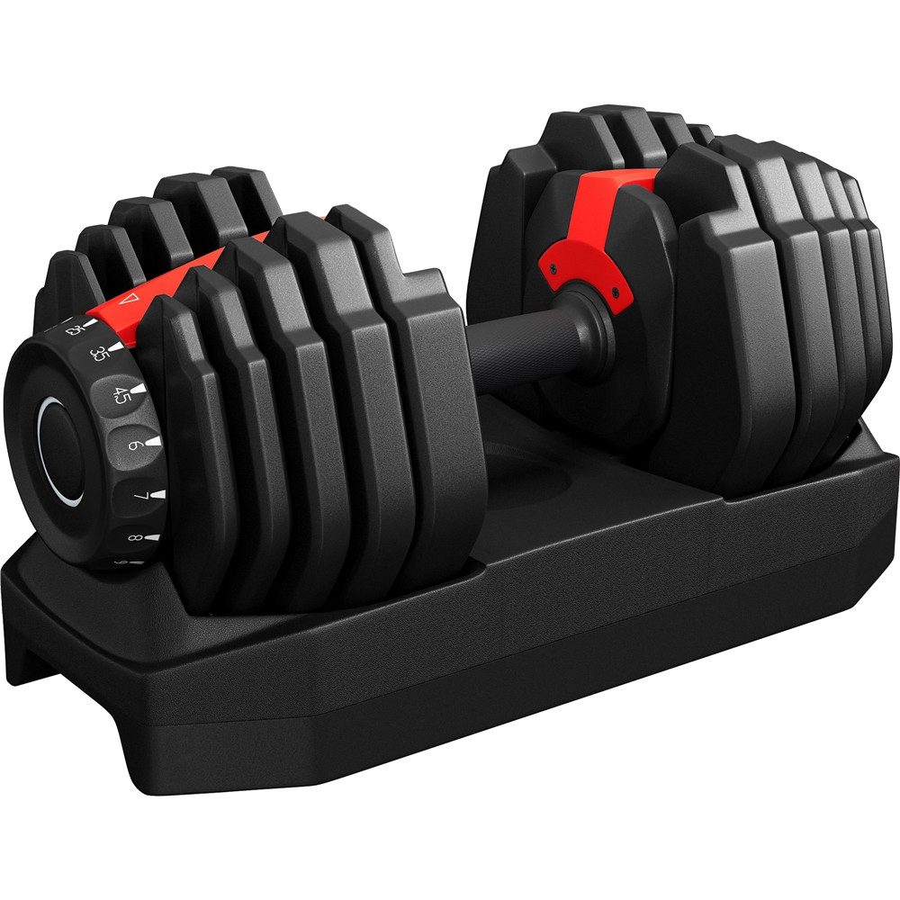 Yaheetech Kurzhantel 15-in-1 Verstellbare Hanteln 1-Sekunde-Schnelleinstellung, Gewichtsstufen von 2,5 kg – 24 kg für Zuhause & Fitnessstudio
