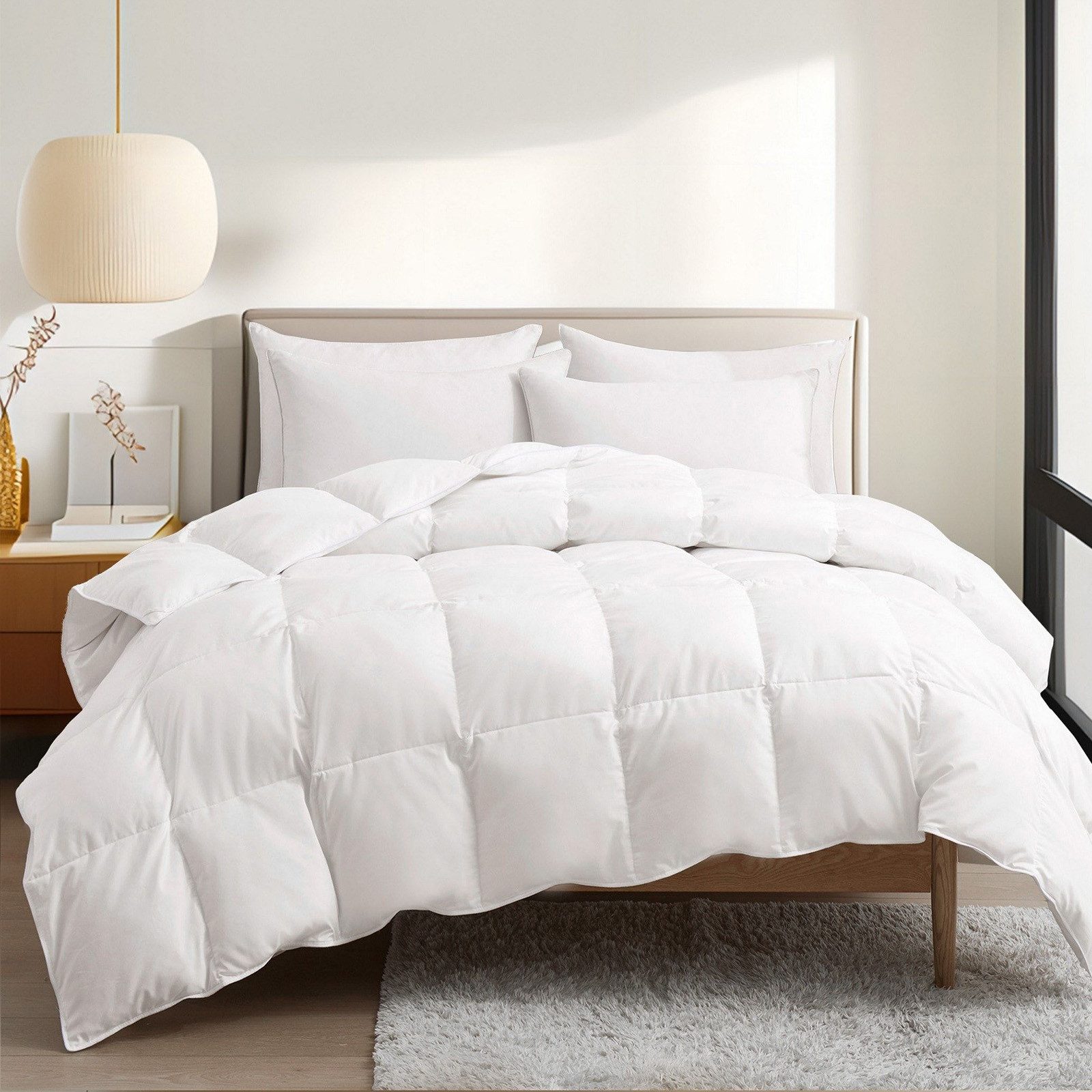 Wellos Federbettdecke 135/155/200x200 cm Ganzjahresdecke 100% Baumwolle Bet günstig online kaufen