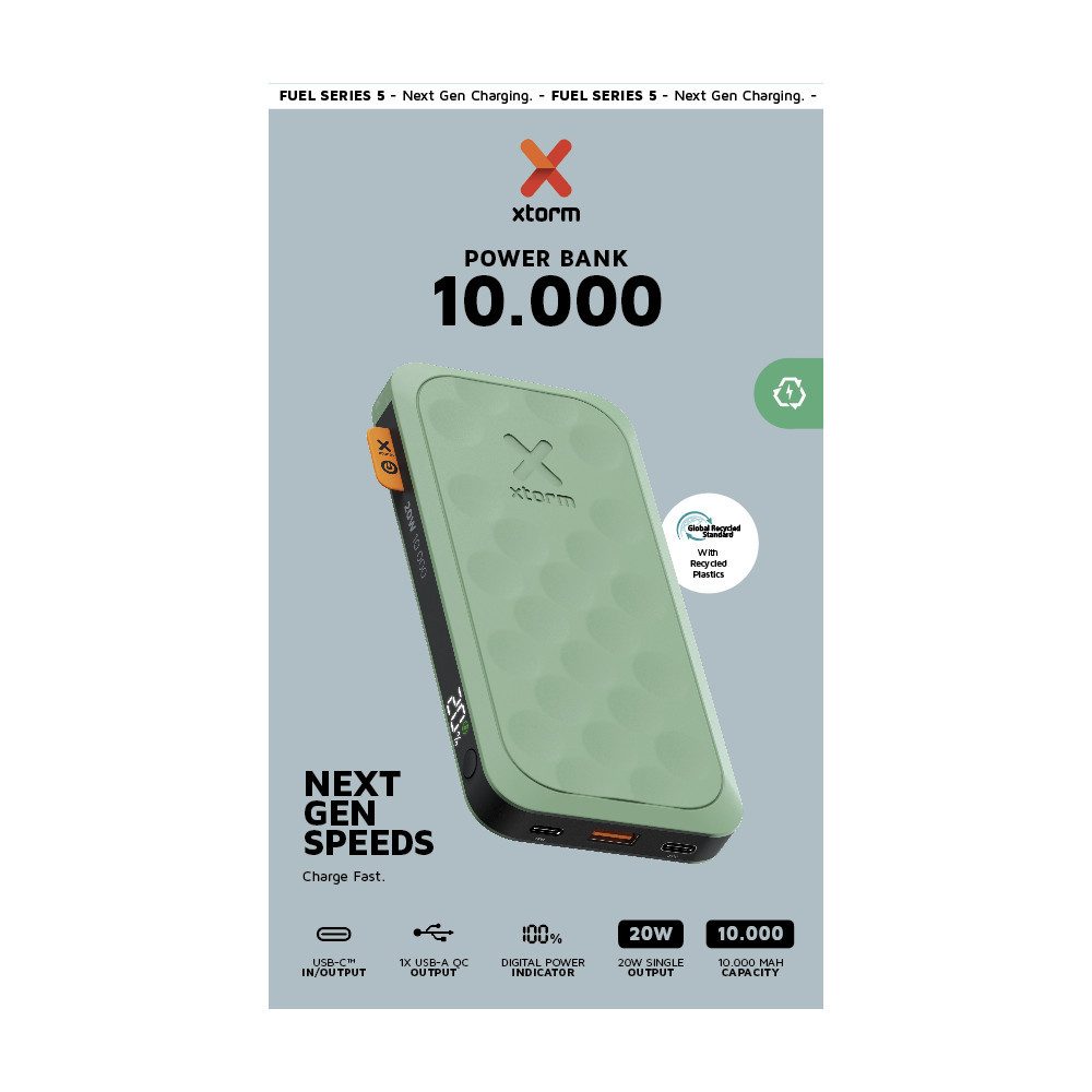 20W Fuel Series Powerbank 10.000mAh Sage Green (64126) Solar Powerbank