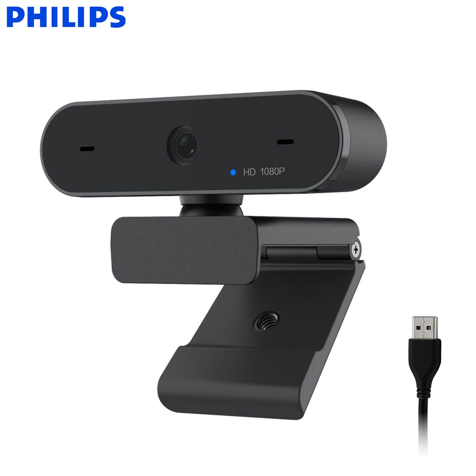 Philips SPL6208, 1080P/30FPS/USB-Webcam/Festbrennweite/Dual Mikrofone für PC Full HD-Webcam (Full FD, USB, Mit USB-Kabel, Full HD 1080P,Festbrennweite, Privacy Cover,Dual Mikrofone,Plug & Play)