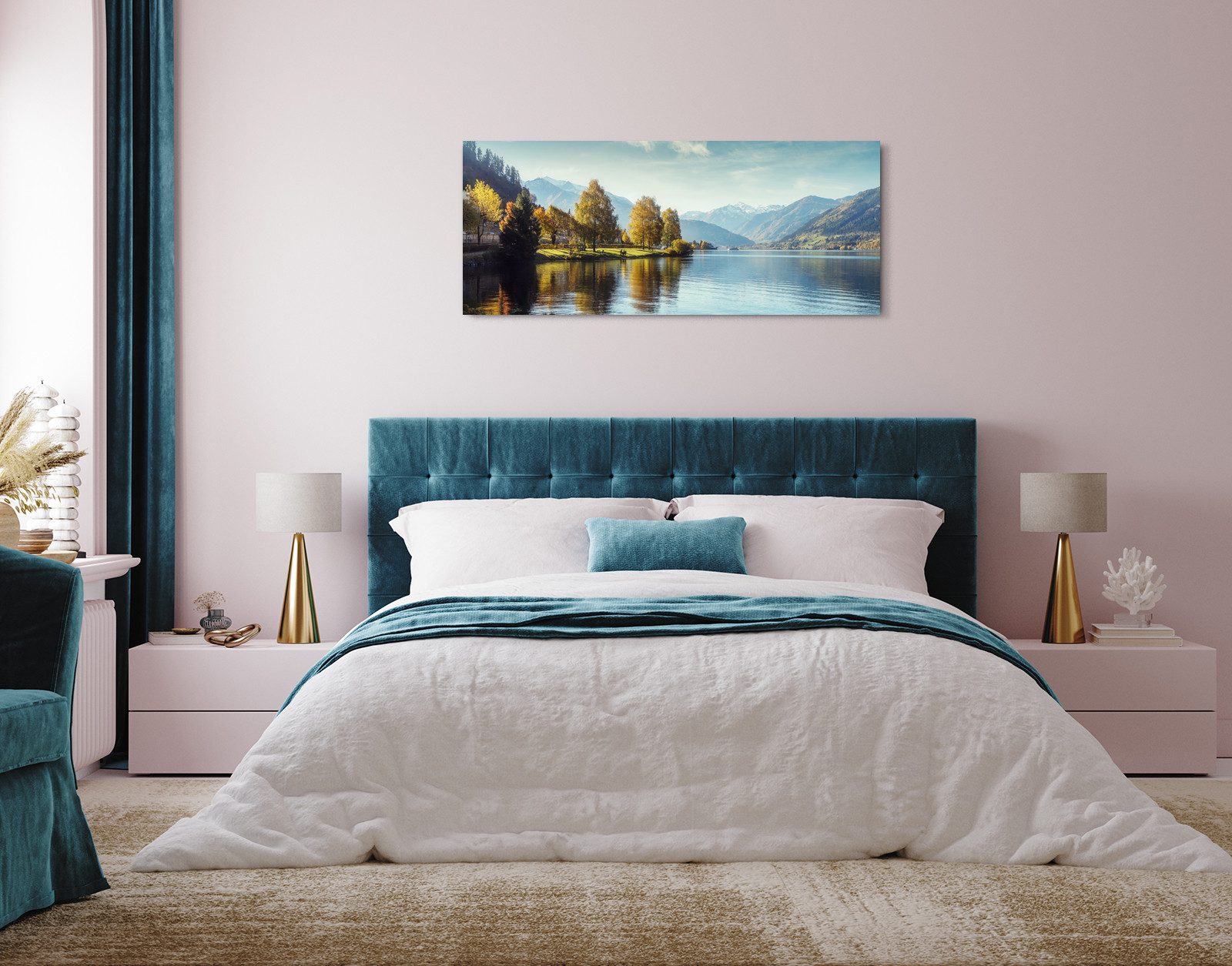möbel-direkt.de Leinwandbild Schweiz Alpen See Berge Natur Sonnenschein Bergsee