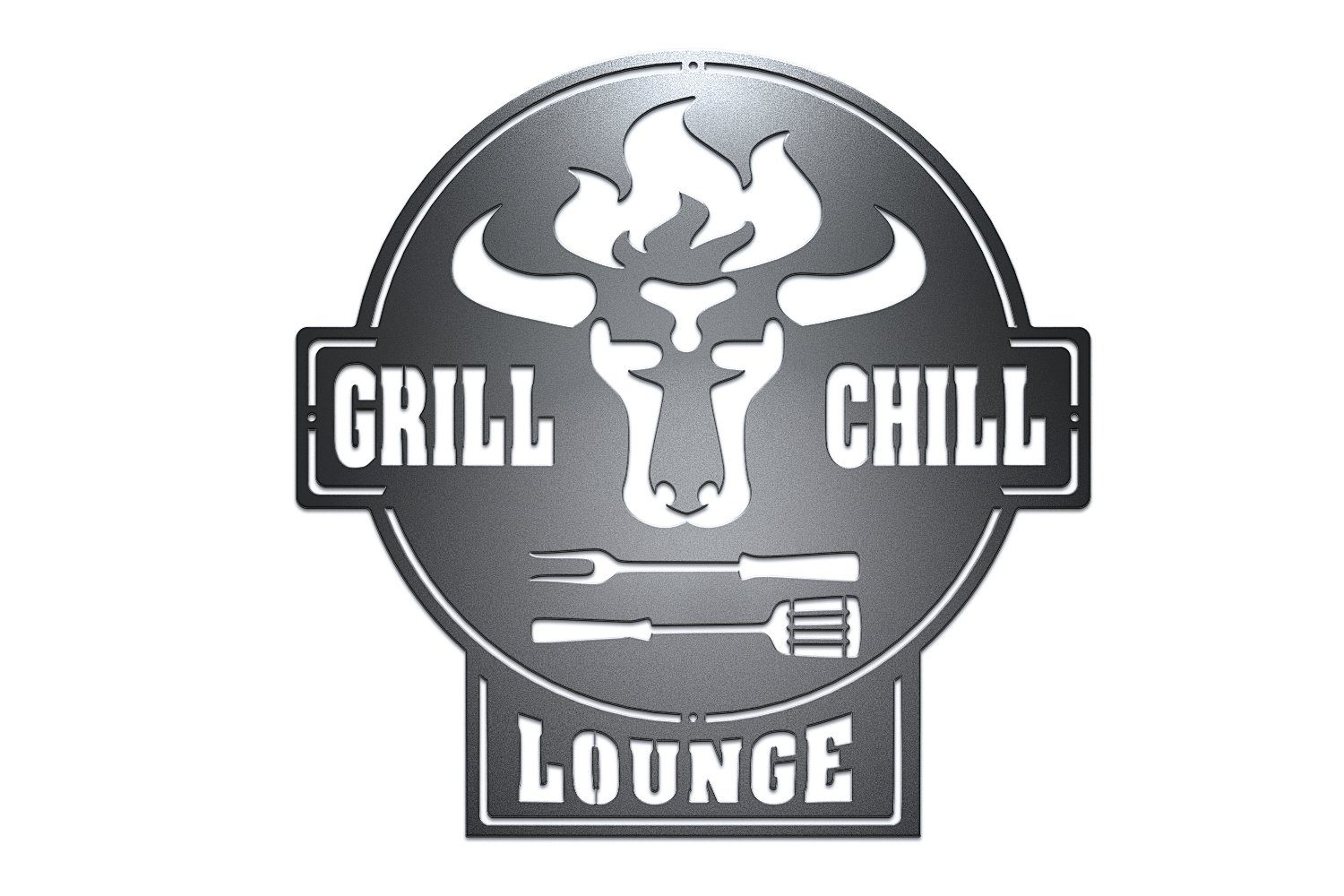 Gartenschild BBQ & Schwarz Lounge Lounge Grill Chill Wanddekoobjekt CG01 Metallschild Grill Schild BBQ teileplus24