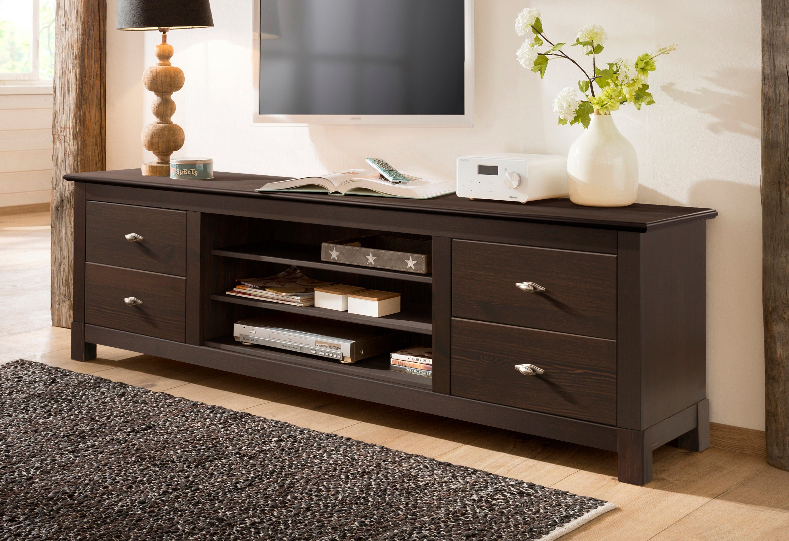 Lowboard Rauna, TV-Bank, TV-Kommode, Landhausstil