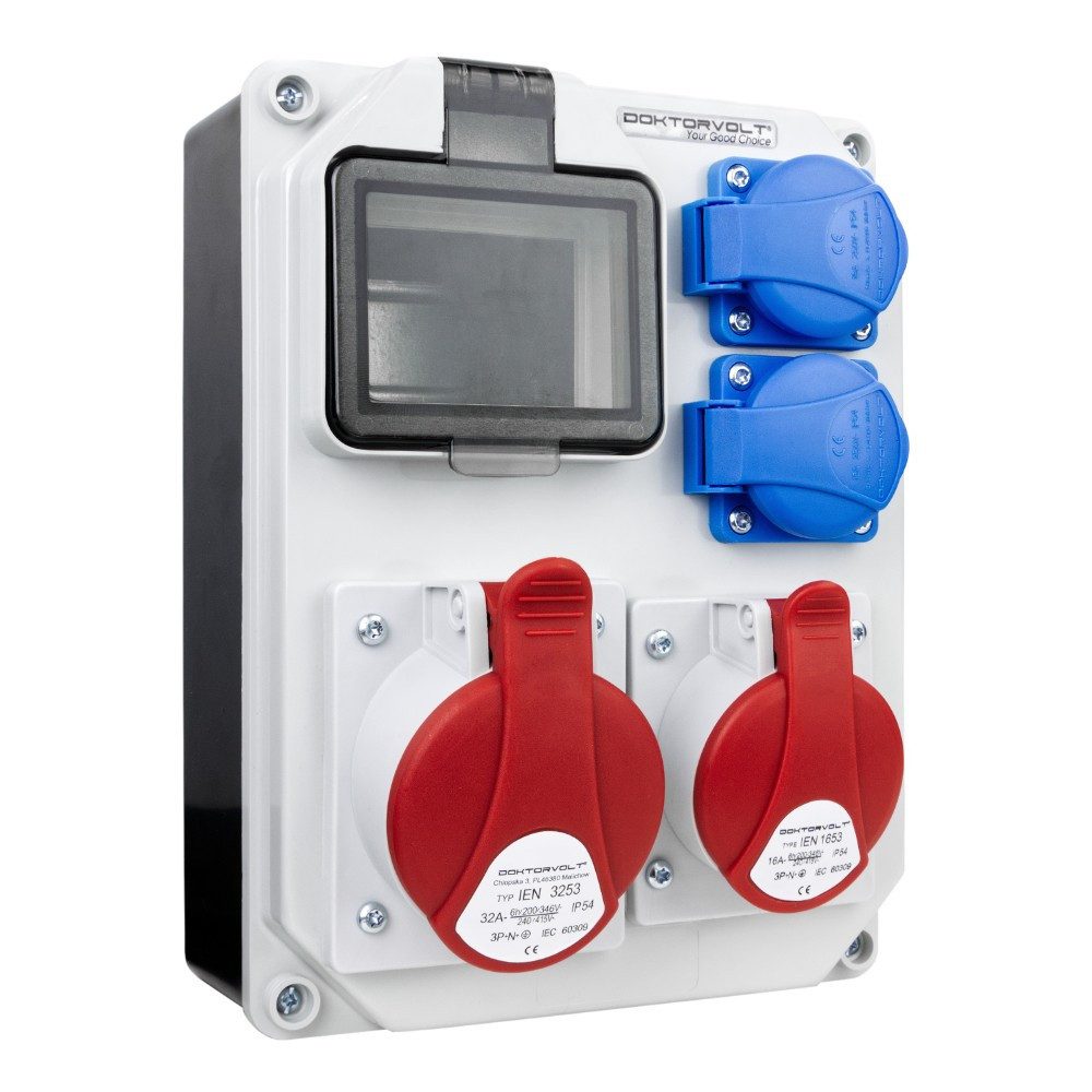 Doktorvolt Stromverteiler HL 32A 16A 2x230V Baustromverteiler Doktorvolt 5347 Steckdosenverteiler