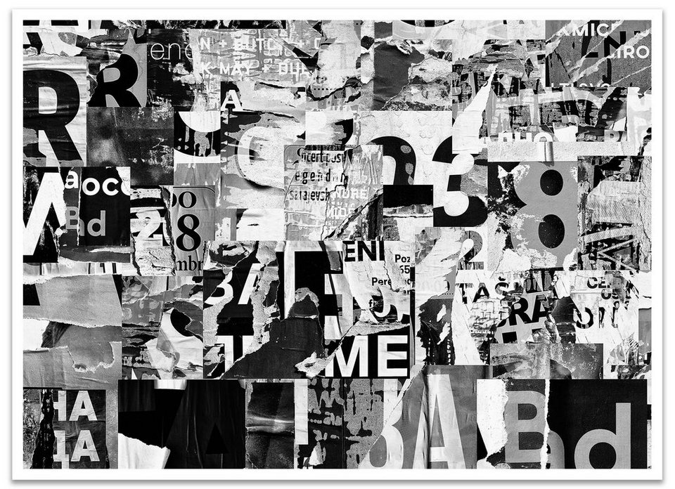 wandmotiv24 Poster Papier, Buchstaben, Zahlen, Schwarz & Weiss (1 St),  Wandbild, Wanddeko, Poster in versch. Größen