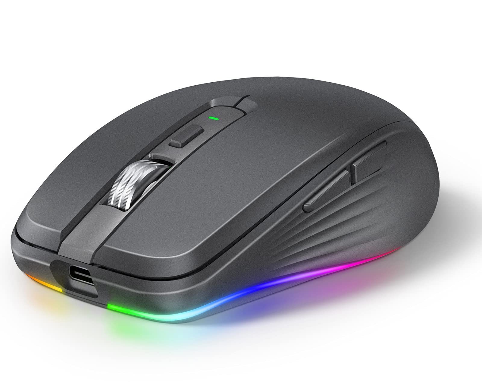 Sross »Kabellose Maus, Bluetooth Maus mit LED Beleuchtung(BT5.1+2.4G), 2400  DPI Wireless Mouse, Wiederaufladbare Laptop Funkmaus für PC/Tablet/Laptop,Grafit  Schwarz« ergonomische Maus (Bluetooth)