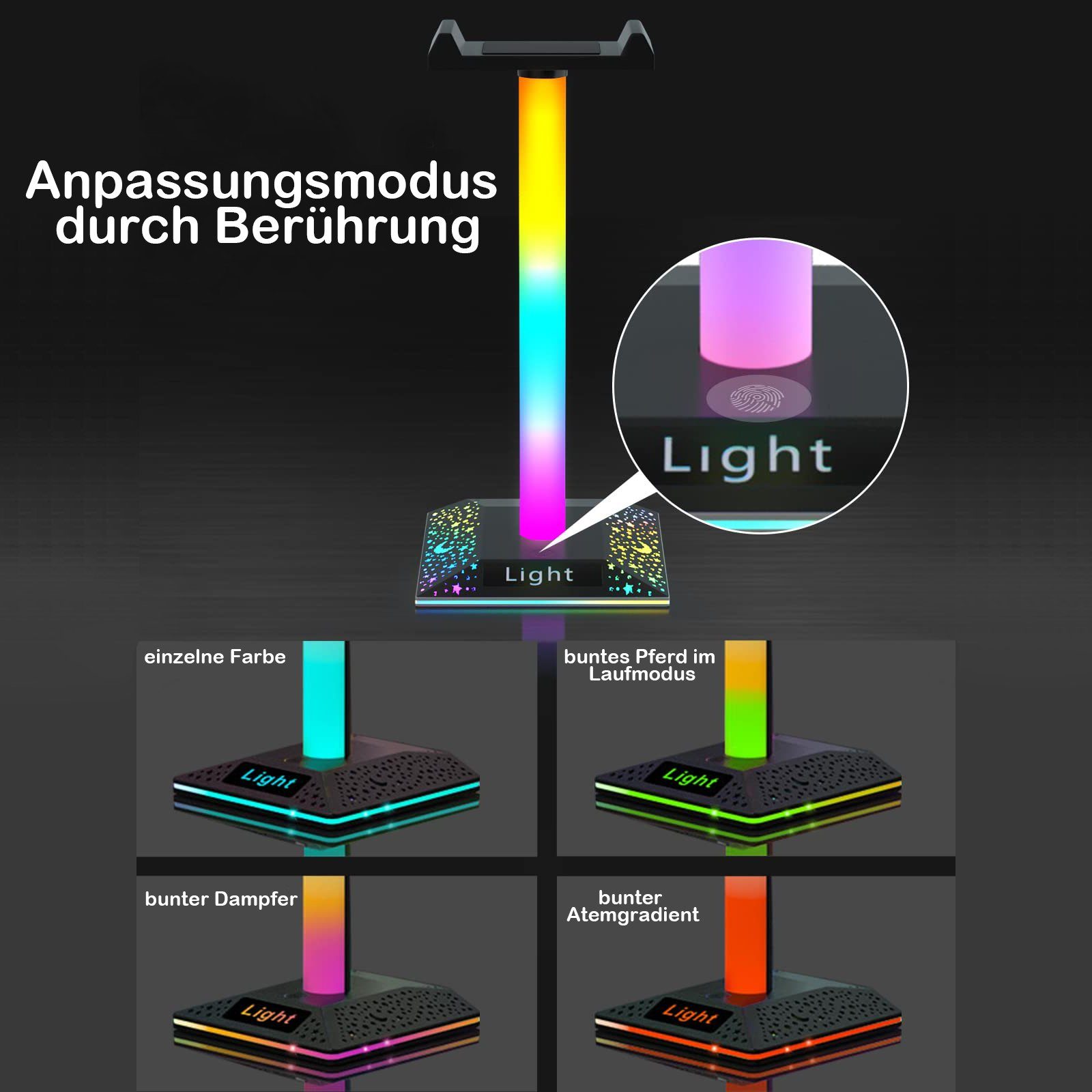 Lampe,LED TV,PC,Gaming Touch-Dimmen LED Kopfhörerständer Play USB LED Stripe 1er Gaming für Lightbar LED-Streifen MUPOO Light Ambient LED RGB Bar Lightbar,