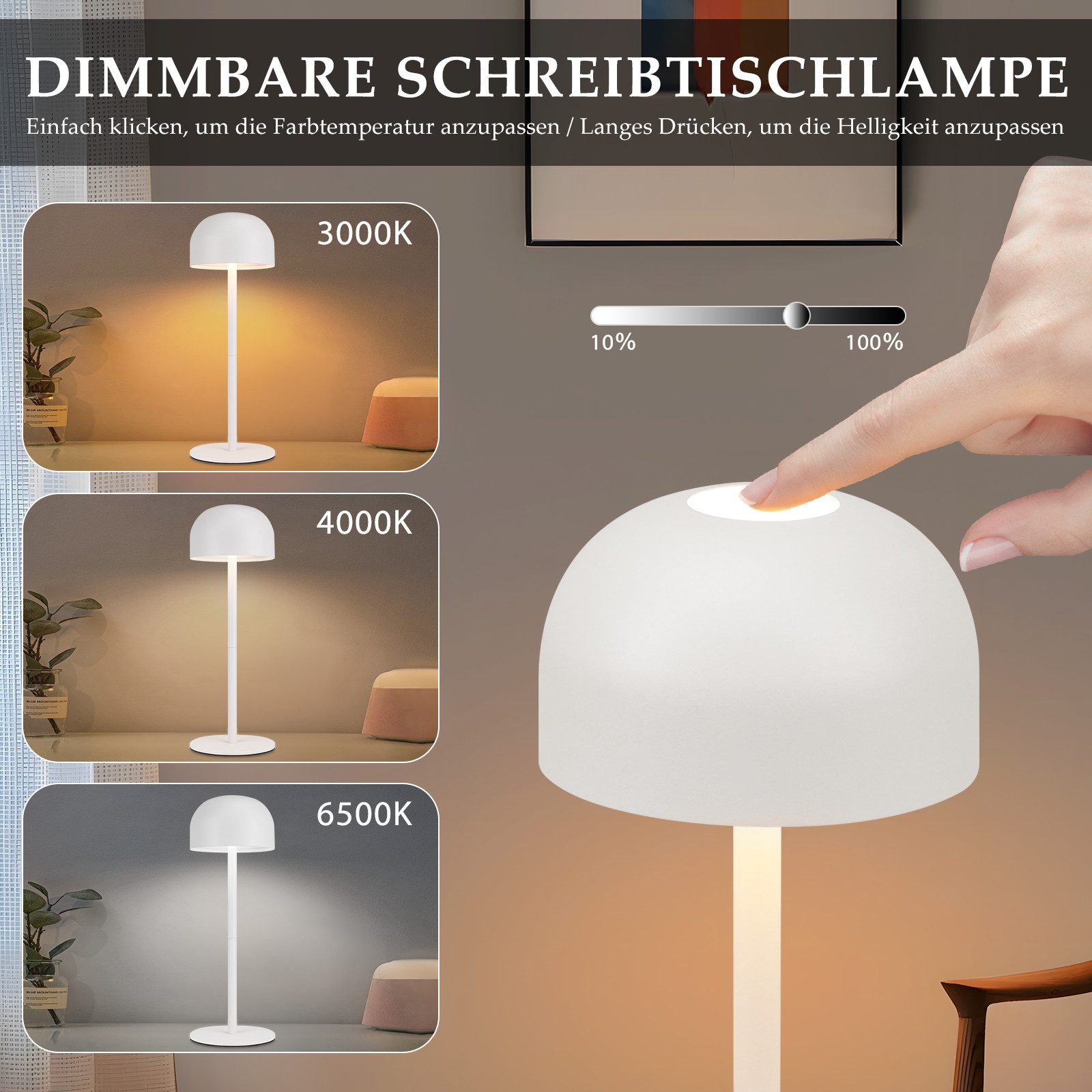 Nettlife LED Tischleuchte Kabellos 2ER Touch günstig online kaufen