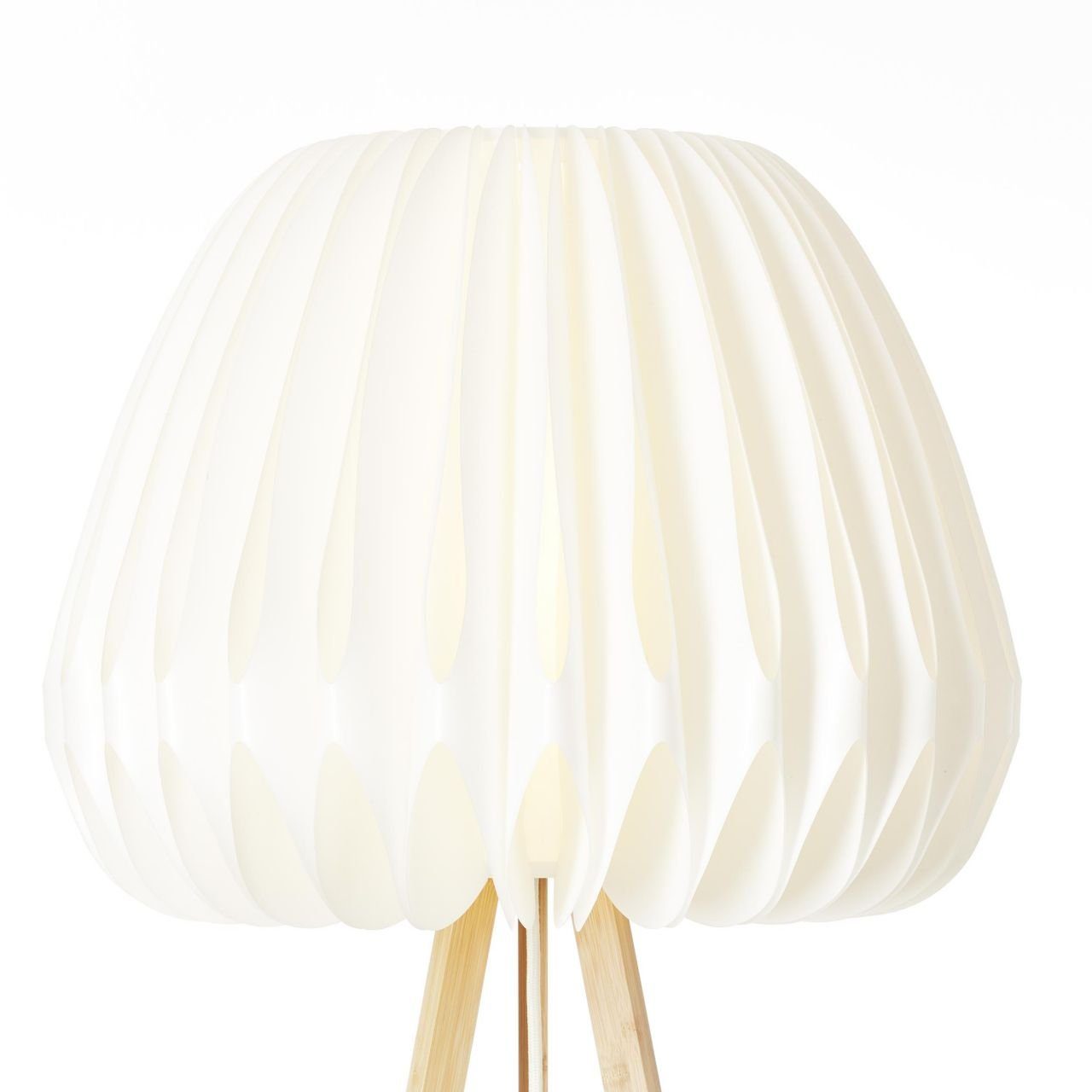 holz Standleuchte, Lampe, Inna, dreibeinig Bambus/Kunststoff hell/weiß, Stehlampe Brilliant Inna
