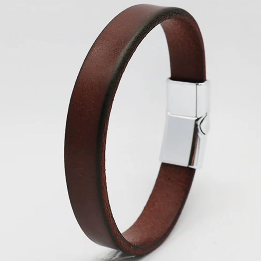 Ware aus aller Welt Lederarmband braunes Armband aus Leder mit Magnetverschluss Herren / Damen 20 cm