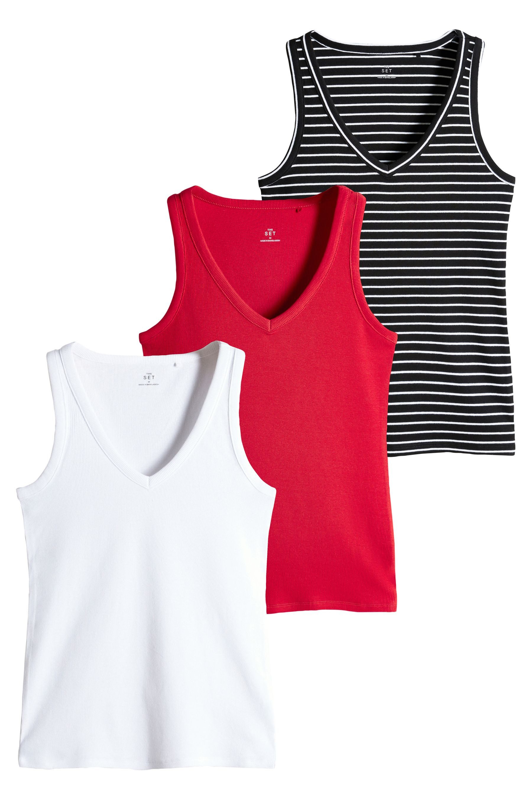 Trägertop The Set Trägertops mit V-Ausschnitt, 3er-Pack