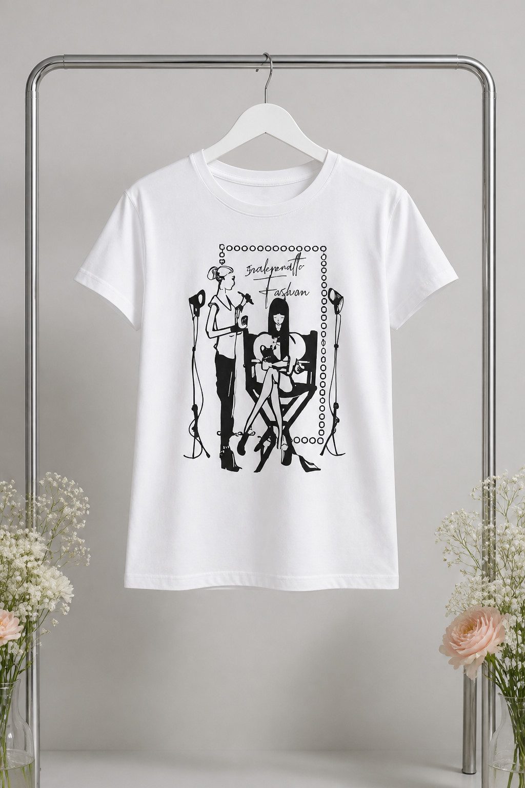 Zuckerwatte Print-Shirt 78197 mit Rundhalsausschnitt aus 100% Baumwolle