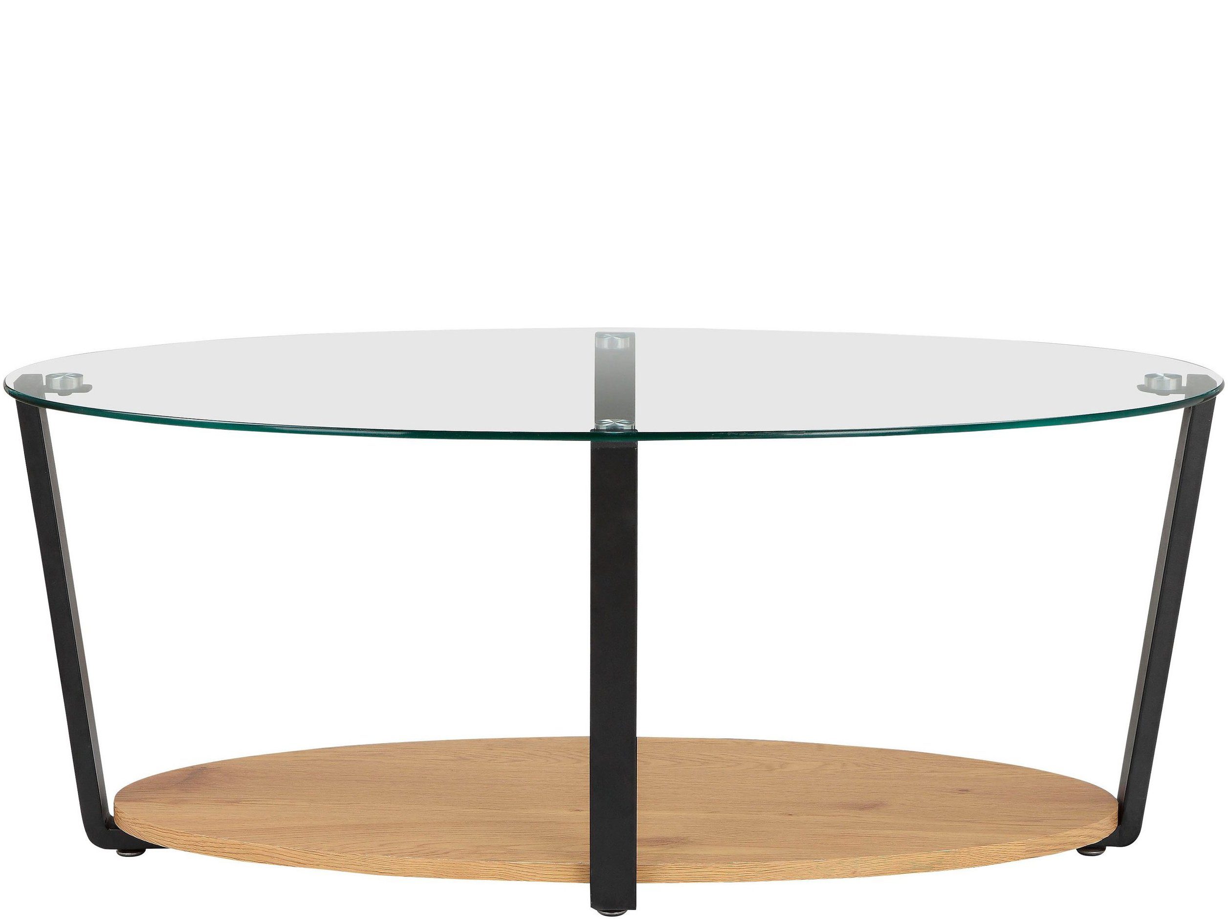 loft24 Couchtisch Blaine, Wohnzimmertisch oval mit Tischplatte aus Glas, Breite 110 cm