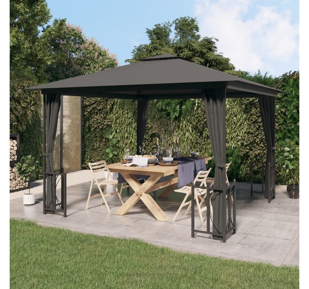 Thumbnail - DOTMALL Pavillon Gartenzelt mit Seitenwänden & Doppeldach,Metall Gestell,3x3 m