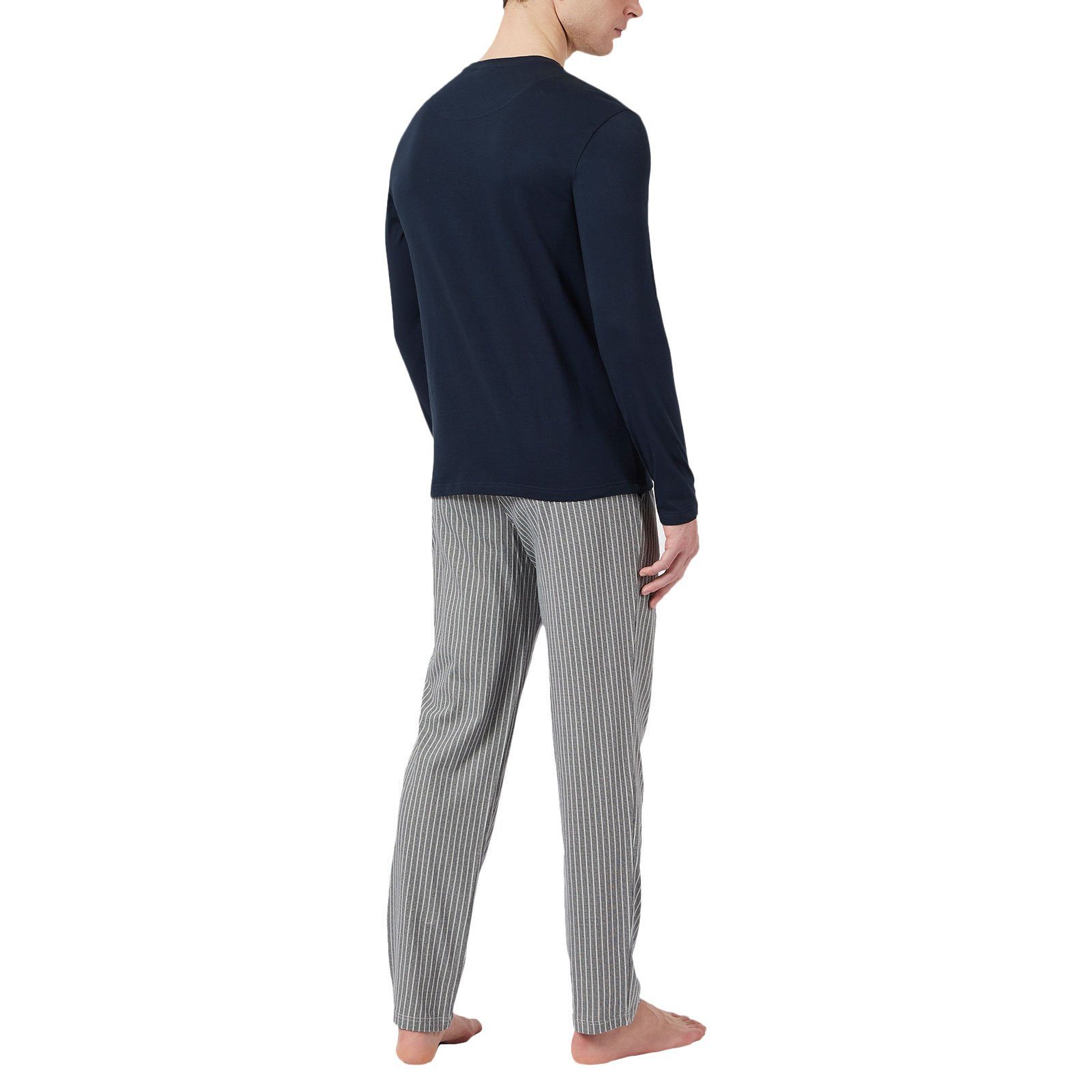 tlg) vert. Pyjama-Set Emporio in marin Armani Geschenkverpackung Loungewear 91235 stripe long (2 Schlafanzug
