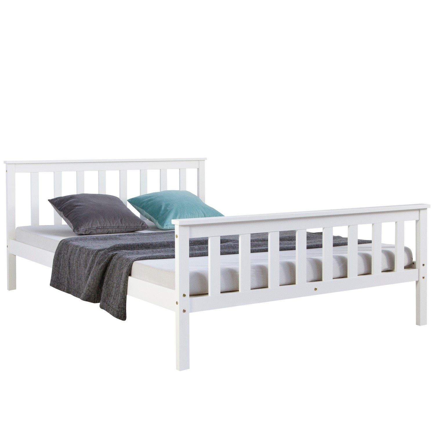Homestyle4u Doppelbett 140 x 200 cm Bett Bettgestell Weiß Kiefer 890 günstig online kaufen